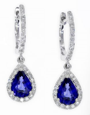 Effy 14K White Gold Diamond Natural Diffused Ceylon Sapphire Earrings - SAPPHIRE