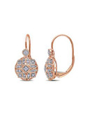Concerto .125 CT Diamond TW 14k Pink Gold Leverback Earrings - DIAMOND