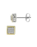 Fine Jewellery 0.1TCW Diamond Square Two-Tone Earrings - DIAMOND