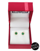 Effy 14K Yellow Gold 0.07ct tw Diamond and 0.48ct Emerald Earrings - EMERALD