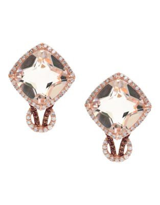 Effy 14K Rose Gold Diamond and Multicolor Earrings - PINK