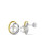Concerto Two-Tone Sterling Silver Freshwater Pearl and 0.05 TCW Diamond Stud Earrings - WHITE