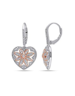 Concerto Diamond and Sterling Silver Vintage Heart Earrings - DIAMOND