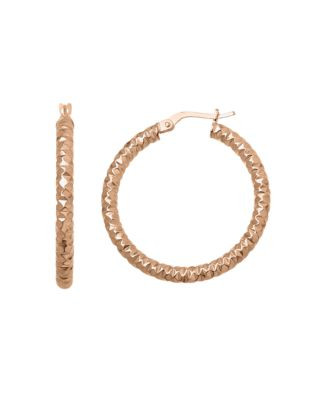Fine Jewellery 14k Rose Gold Textured Hoop Earrings - PINK GOLD