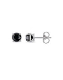 Concerto 14KW 1.5 CT TDW Black Diamond Solitaire Earrings Traditional-Basket - BLACK