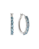 Fine Jewellery Topaz and Sterling Silver Hoop Earrings - BLUE TOPAZ