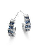 Fine Jewellery 14K White Gold .132TW Diamond and .20TW Sapphire Earrings - BLUE