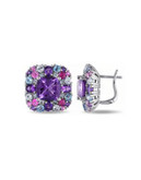 Concerto Amethyst and Topaz Sterling Silver Stud Earrings - MULTI