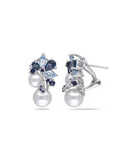 Concerto 3TGW Blue Topaz and Sapphire Pearl Earrings - BLUE