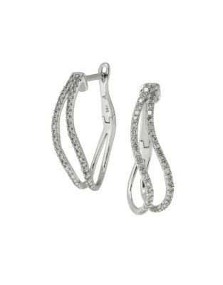 Fine Jewellery 0.05 TCW Diamond and 14K White Gold Hoop Earrings - DIAMOND