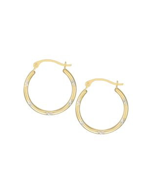 Fine Jewellery Two-Tone 14K Gold Diamond-Cut Star Earrings - YELLOW GOLD