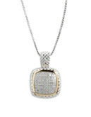 Fine Jewellery Sterling Silver 14K Yellow Gold And Square Diamond Pave Pendant - DIAMOND