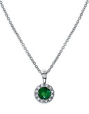 Effy Emerald And Diamond Pendant In 14 Kt White Gold - EMERALD