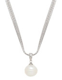 Honora Style 13 to 14mm Single Pearl Pendant Necklace - WHITE