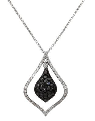 Effy 14k White Gold Diamond Black Diamond Pendant - DIAMOND