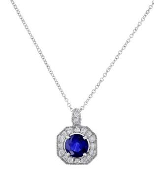 Effy 14K White Gold Diamond Sapphire Pendant - SAPPHIRE - 7