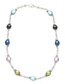 Honora Style Sterling Silver Peacock Baroque Pearl Necklace - MULTI COLOURED