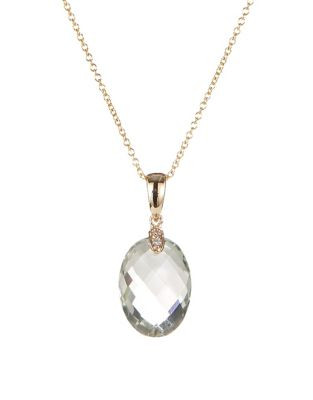 Effy Amethyst, Diamond and 14K Yellow Gold Pendant Necklace - LIGHT GREEN