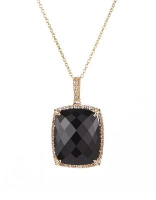 Effy Onyx, Diamond and 14K Yellow Gold Pendant Necklace - BLACK