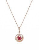 Effy 14K Rose Gold 0.27Ct. T.W. Diamond and 0.57Ct. Natural Ruby Pendant Necklace - RUBY