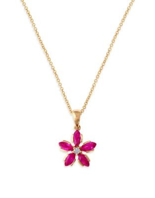 Effy 14K Rose Gold Diamond and Natural Ruby Pendant - RUBY