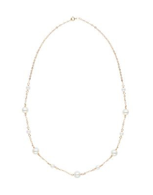 Honora Style 5mm-8.5mm Potato Pearl and 14K Yellow Gold Necklace - WHITE
