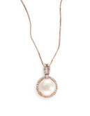 Fine Jewellery 14K Rose Gold 8mm Pearl Pendant Necklace - WHITE