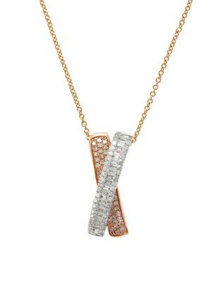 Effy 14K White and Rose Gold Diamond Pendant - DIAMOND