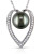 Concerto .167 CT Diamond TW 9 - 9.5 MM Black Tahitian Pearl Fashion Pendant With 14k White Gold Chain - BLACK
