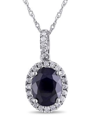 Concerto .25 CT Diamond TW and Diffused Sapphire Fashion Pendant With 14k White Gold Chain - BLUE