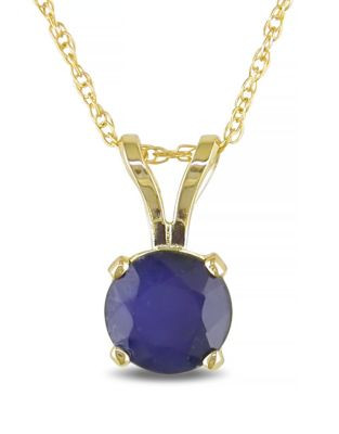 Concerto 14KY 1ct TGW 6mm Round Sapphire 4-Prong Solitaire Pendant with Chain - SAPPHIRE