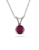Concerto 14KW 1ct TGW 6mm Round Ruby 4-Prong Solitaire Pendant with Chain - RUBY