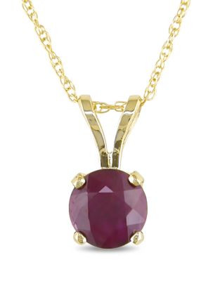 Concerto 14KY 1ct TGW 6mm Round Ruby 4-Prong Solitaire Pendant with Chain - RUBY