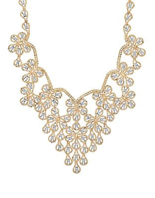 Fine Jewellery 14k Two-Tone Beaded Floral Necklace - GOLD