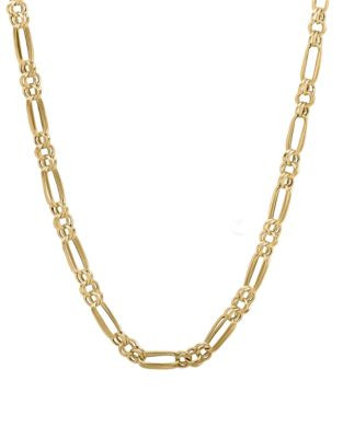 Fine Jewellery 14k Yellow Gold Double Link Circle and Oval Necklace - YELLOW GOLD