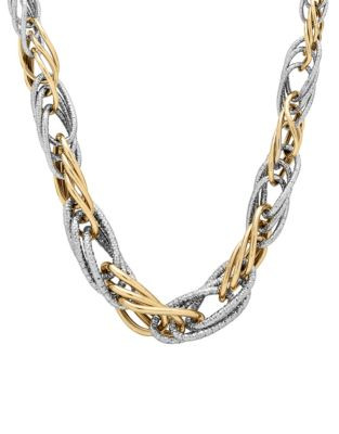 Fine Jewellery 14k Two-Tone Gold Layered Links Necklace - GOLD