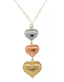 Fine Jewellery Polished Tri-Color Triple Heart Pendant - GOLD