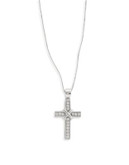 Fine Jewellery 14k White Gold Cross Pendant Necklace - CUBIC ZIRCONIA