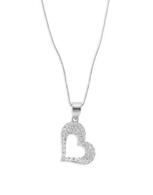 Fine Jewellery 14k White Gold Heart Pendant Necklace - CUBIC ZIRCONIA