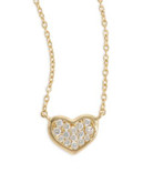Fine Jewellery 14k Yellow Gold Pave Heart Pendant Necklace - CUBIC ZIRCONIA