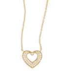 Fine Jewellery 14k Yellow Gold Pave Heart Frame Necklace - CUBIC ZIRCONIA