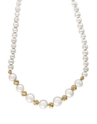 Effy Yellow Gold and Cultured Freshwater Pearl Necklace - PEARL