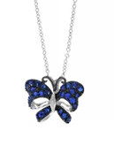 Effy Sapphire Diamond and 18K White Gold Butterfly Necklace - SAPPHIRE