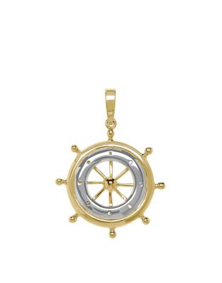 Fine Jewellery 14K Gold Ship Wheel Pendant - YELLOW GOLD