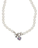 Honora Style Pearl and Mother-of-Pearl Heart Necklace with Sapphire - WHITE