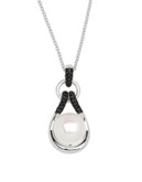 Honora Style Pearl and Spinel Open Pendant Necklace - WHITE