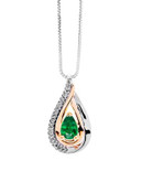 Fine Jewellery Diamond and Emerald Infinity Pendant Necklace - EMERALD
