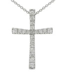 Fine Jewellery 14K White Gold Cross Necklace with 0.16 TCW Diamonds - DIAMOND