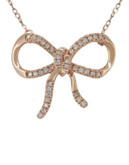 Fine Jewellery 0.12 TCW Diamond and 14K Rose Gold Bow Necklace - DIAMOND