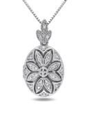 Concerto .10 CT Diamond and Sterling Silver Floral Locket Necklace - DIAMOND